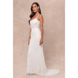 Lulu's Women's Momentous Love Mesh Dress White Bustier Size S NWT